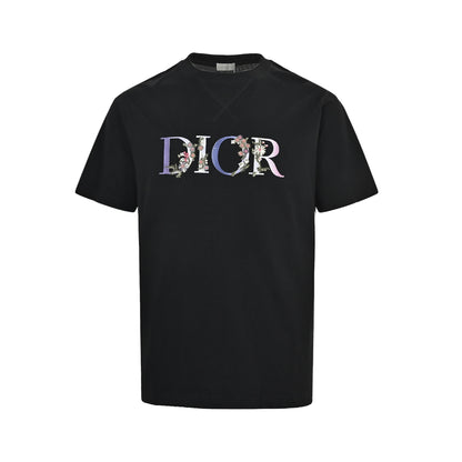 Dior 22ss embroidered floral letter short sleeves