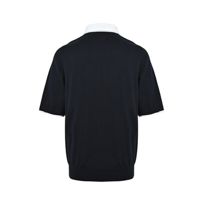 Louis Vuitton white collar button knitted Polo short sleeves