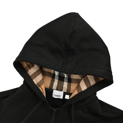 Burberry 24Fw letter embroidered plaid zipper hooded sweatshirt jacket