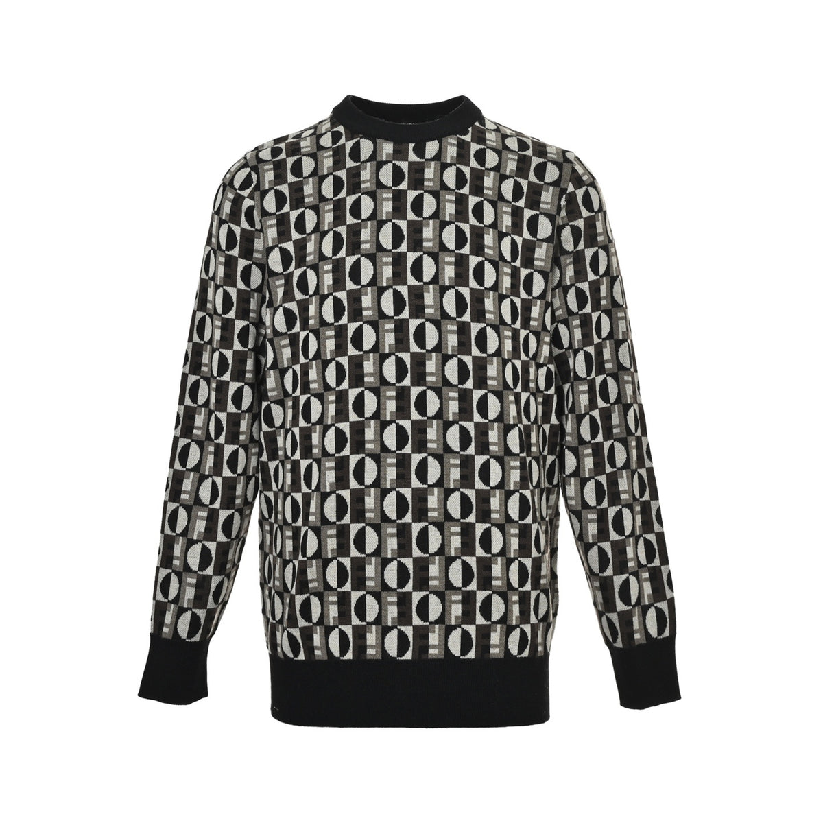 Fendi OPTICA full round label jacquard knitted sweater
