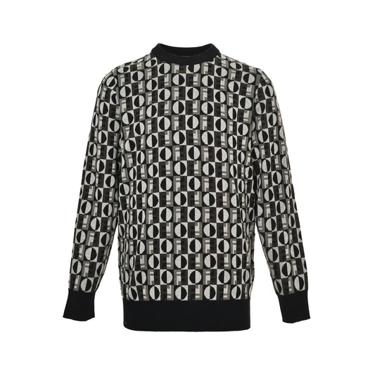 Fendi OPTICA full round label jacquard knitted sweater