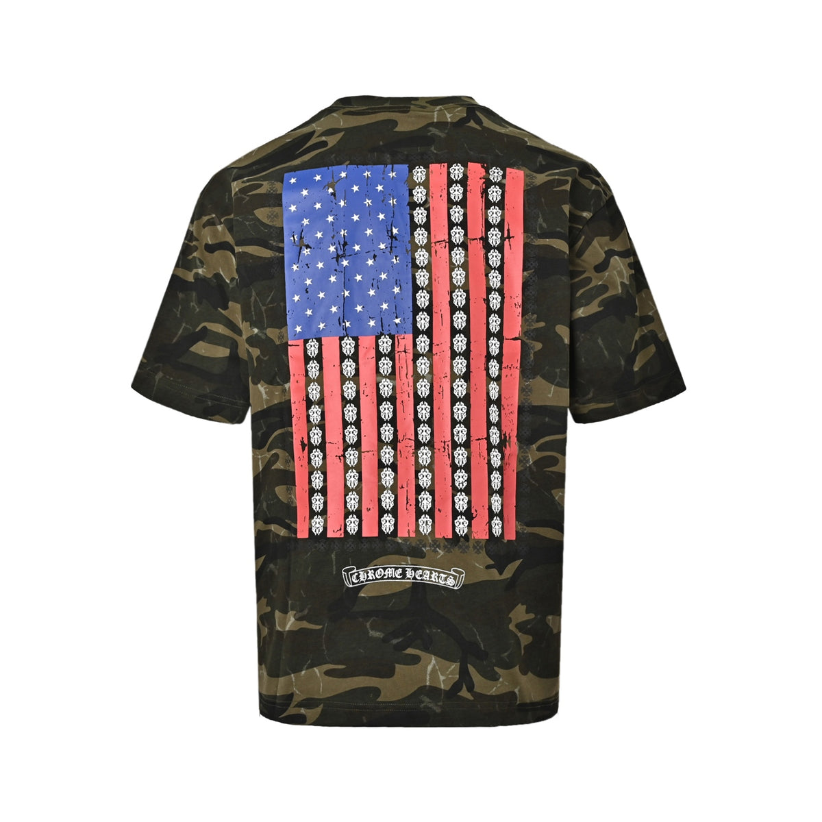 Chrome Hearts Camouflage Flag Print Short Sleeves