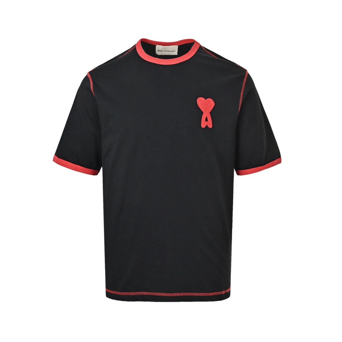Ami Paris contrast stitching heart embroidered short sleeves