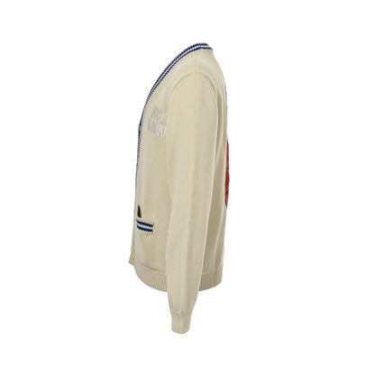 Gucci back cat pattern knitted cardigan sweater