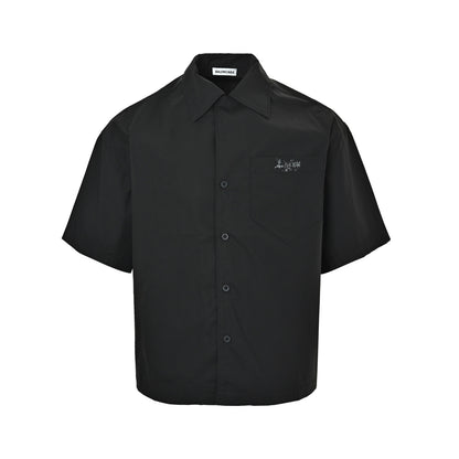 Balenciaga 26ss Gothic letter print suit short-sleeved shirt