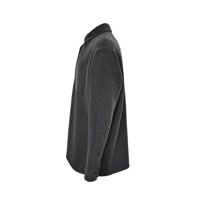 Loewe/Luo Yiwei leather pocket wool coat