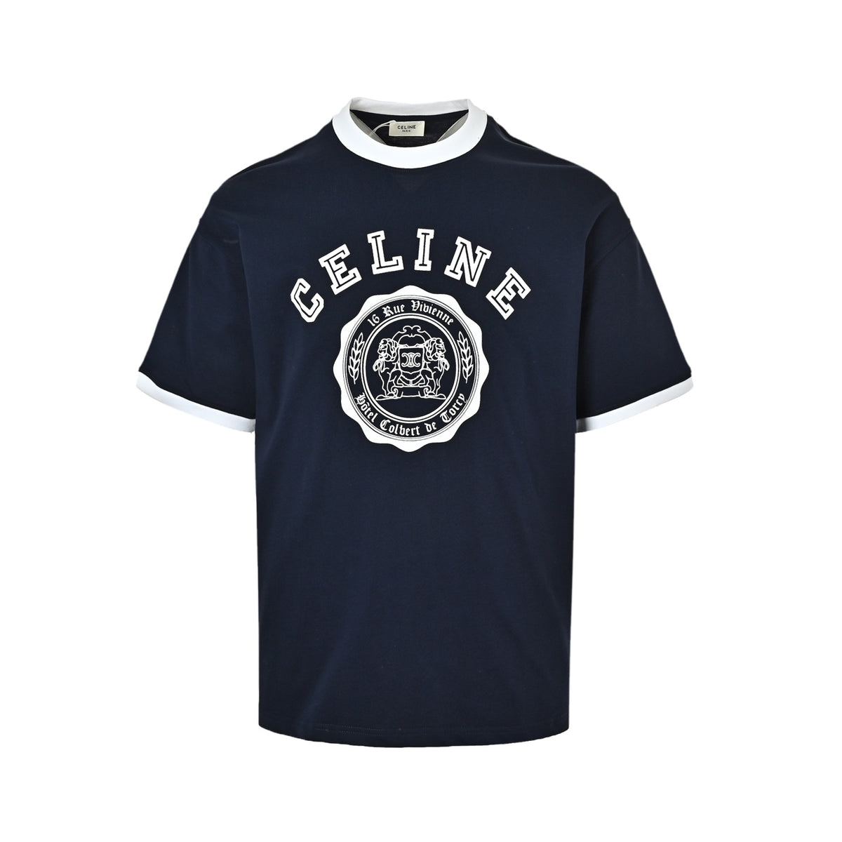 Celine 26ss contrast ribbed logo printed short sleeves