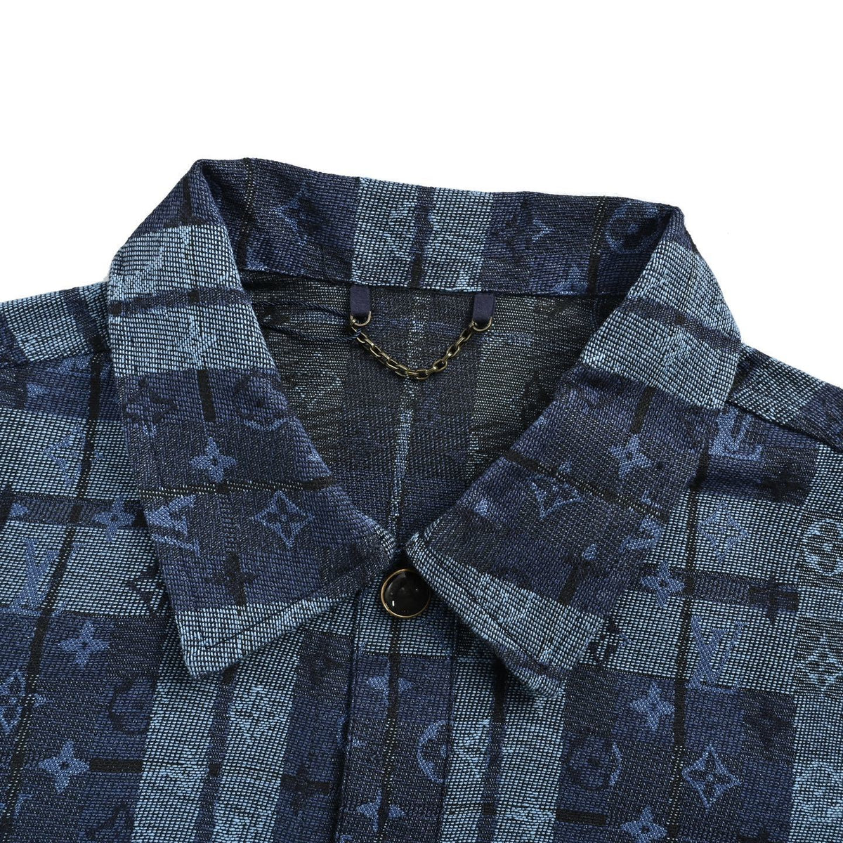 Louis Vuitton blue plaid jacquard denim shirt jacket