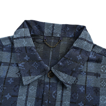 Louis Vuitton blue plaid jacquard denim shirt jacket