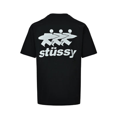 Stussy large printed round neck short sleeves on the back