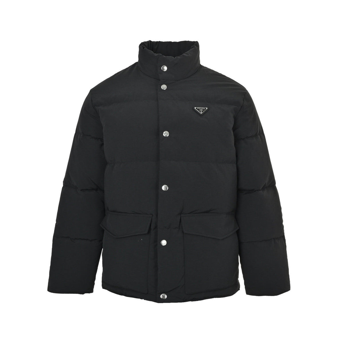 Prada triangle logo double pocket stand collar down jacket