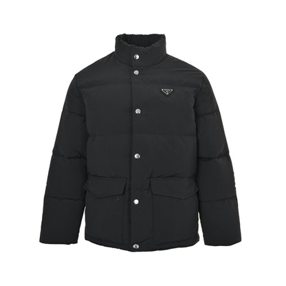 Prada triangle logo double pocket stand collar down jacket