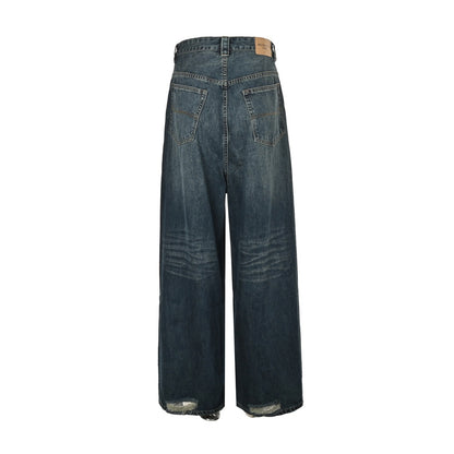 Balenciaga 25ss pocket embroidered washed frayed straight loose jeans