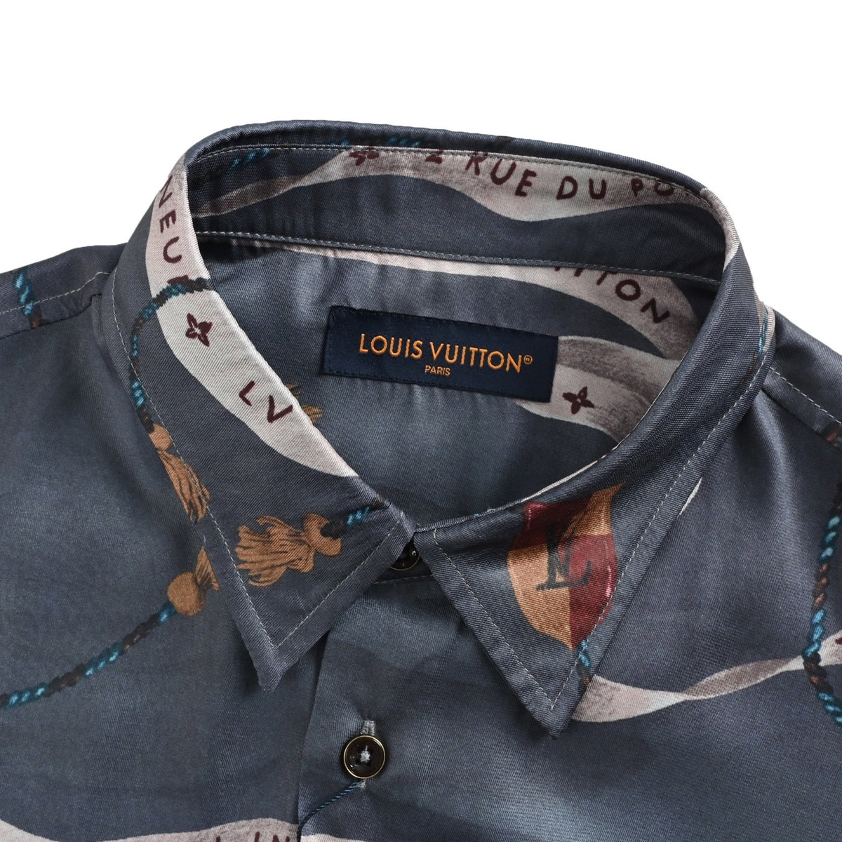 Louis Vuitton crown print mulberry silk long-sleeved shirt