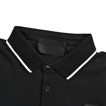 Prada 25ss black striped Polo short sleeves
