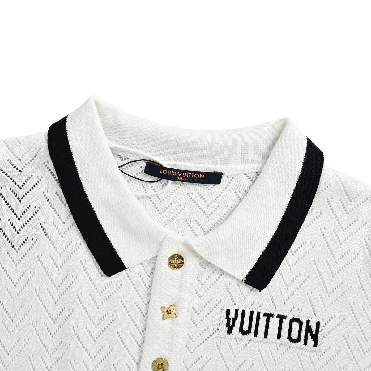Louis Vuitton 26ss letter jacquard hollow knitted Polo short sleeves