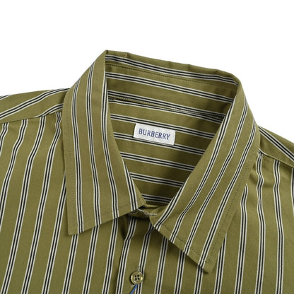 Burberry 25Fw pocket war horse embroidered vertical striped shirt