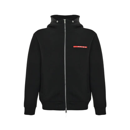 Prada red trim air layer zipper hooded jacket