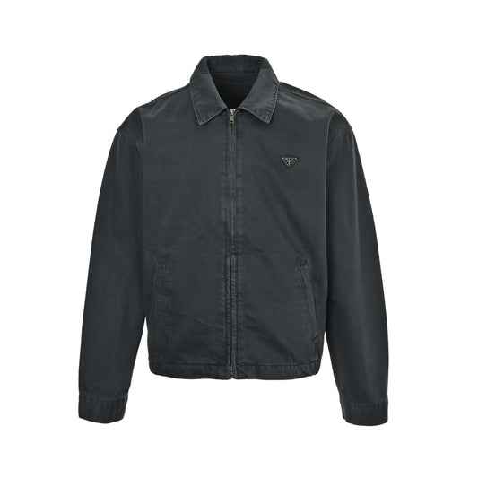 Prada 25Fw triangle zipper denim jacket