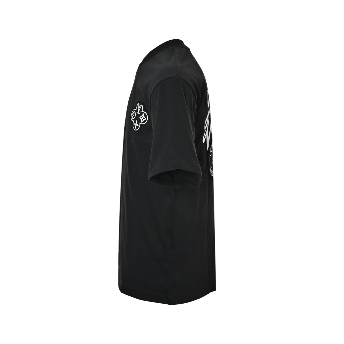 Louis Vuitton three-flower large patch embroidered round neck short sleeves on the back