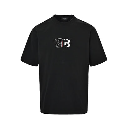 Balenciaga double B embroidered short sleeves on the front and back