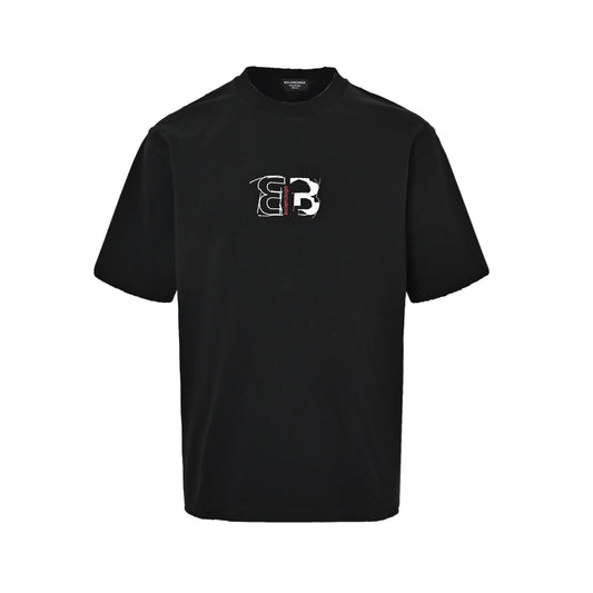 Balenciaga double B embroidered short sleeves on the front and back
