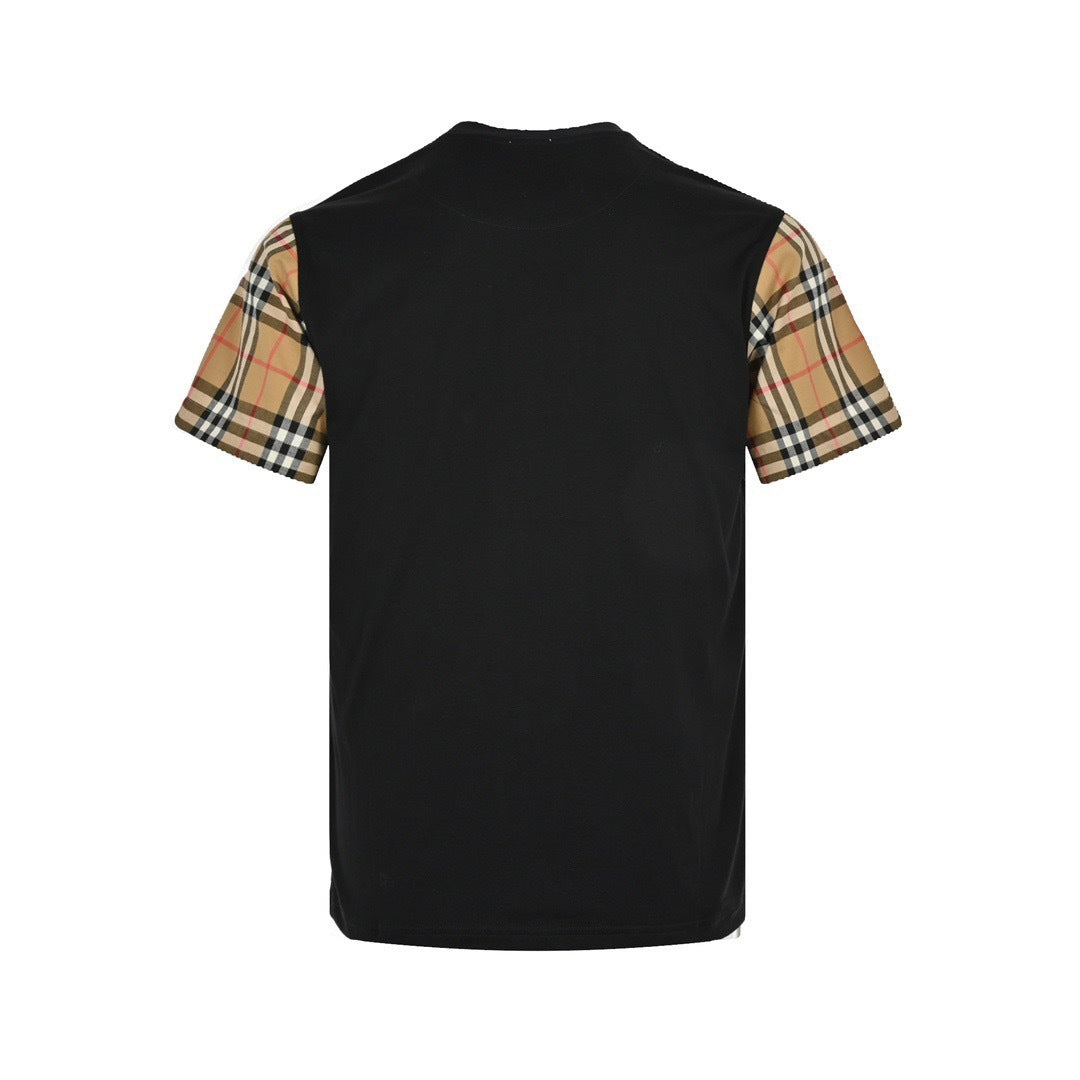 Burberry classic plaid sleeve splicing short sleeves
