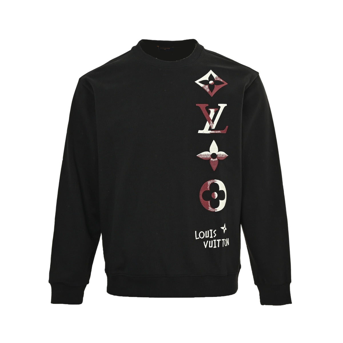 Louis Vuitton 25Fw contrasting color four-flower embroidery crew neck sweatshirt