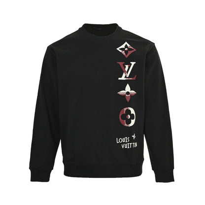 Louis Vuitton 25Fw contrasting color four-flower embroidery crew neck sweatshirt