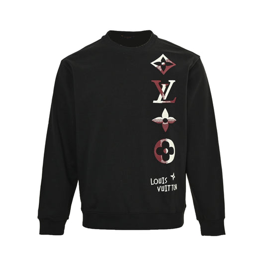 Louis Vuitton 25Fw contrasting color four-flower embroidery crew neck sweatshirt
