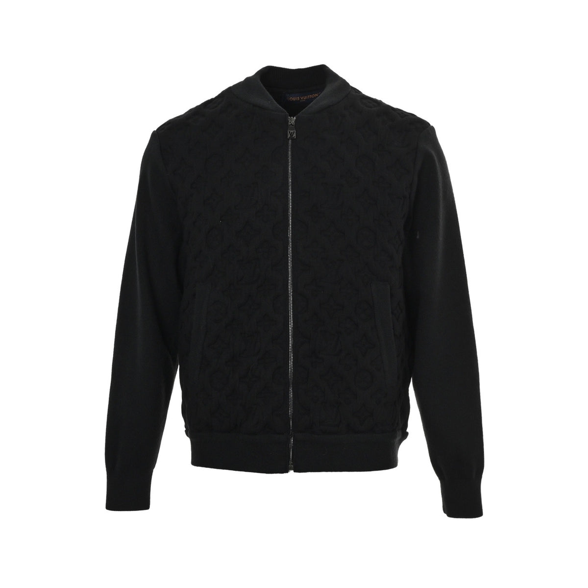 Louis Vuitton old flower embossed wool knitted bomber jacket