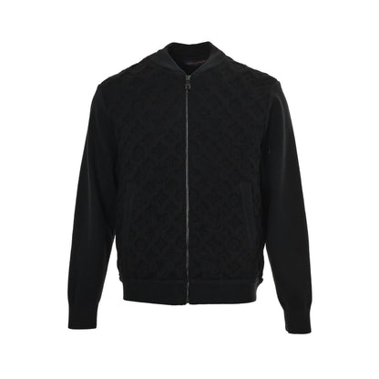 Louis Vuitton old flower embossed wool knitted bomber jacket