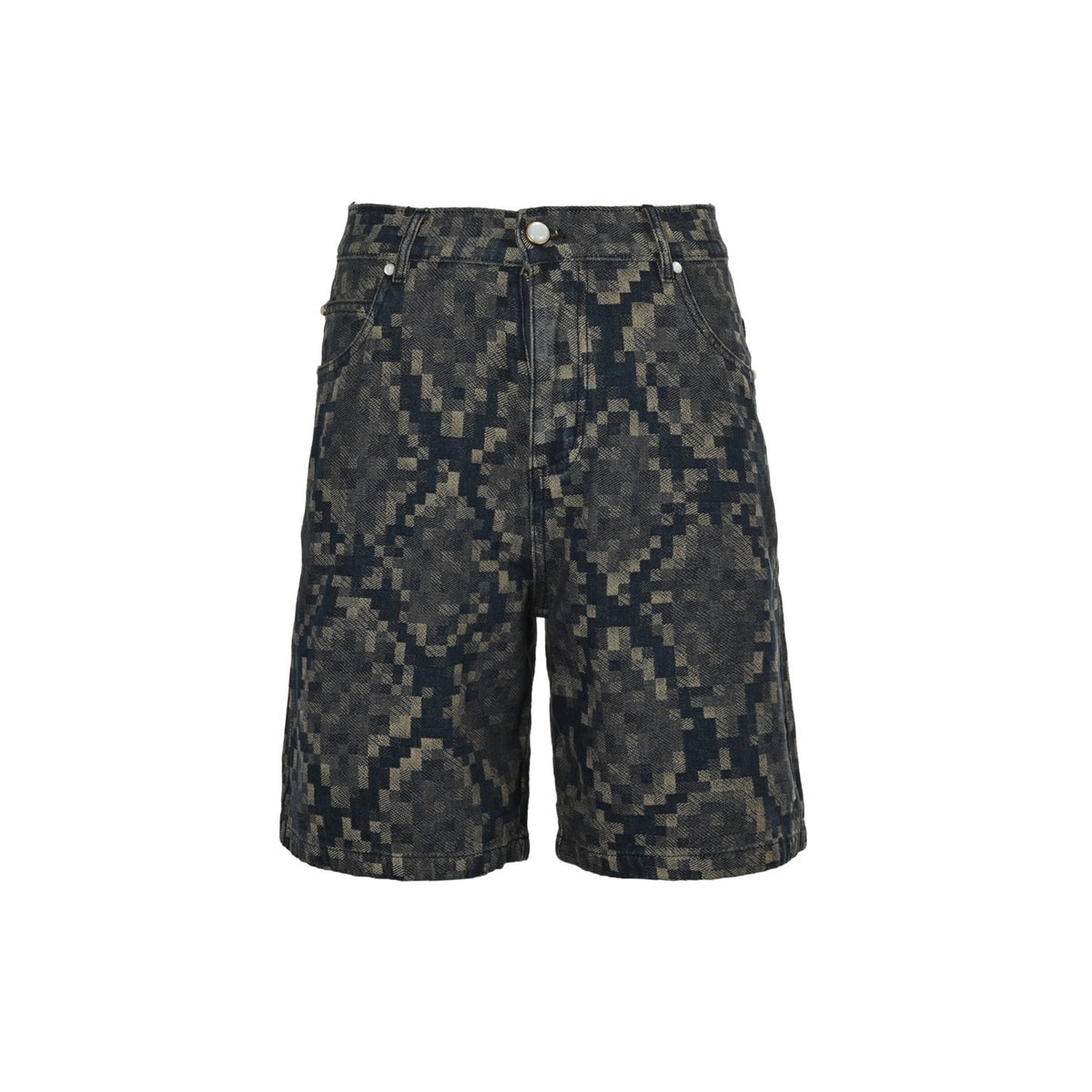 Louis Vuitton 25ss snake pattern mosaic denim shorts