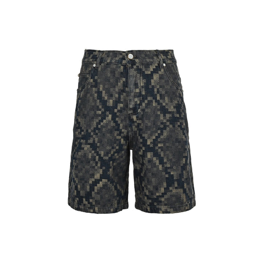 Louis Vuitton 25ss snake pattern mosaic denim shorts