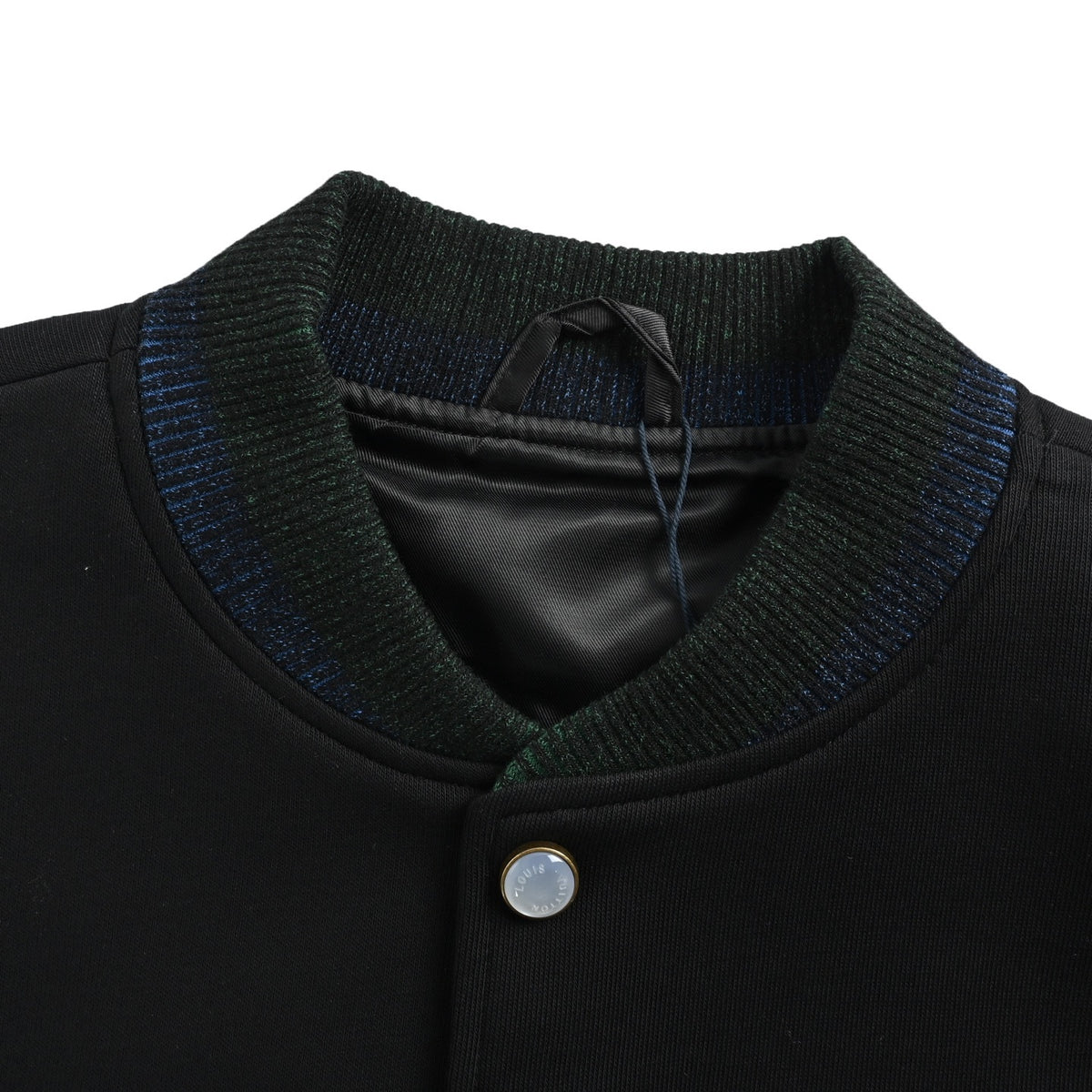 Louis Vuitton black and white leather baseball jacket