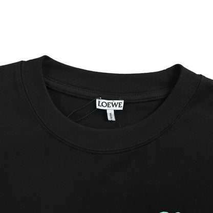 Loewe/Luo Yiwei 26ss contrasting color embroidered letter logo short sleeves