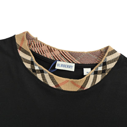 Burberry 25ss plaid collar splicing short sleeves