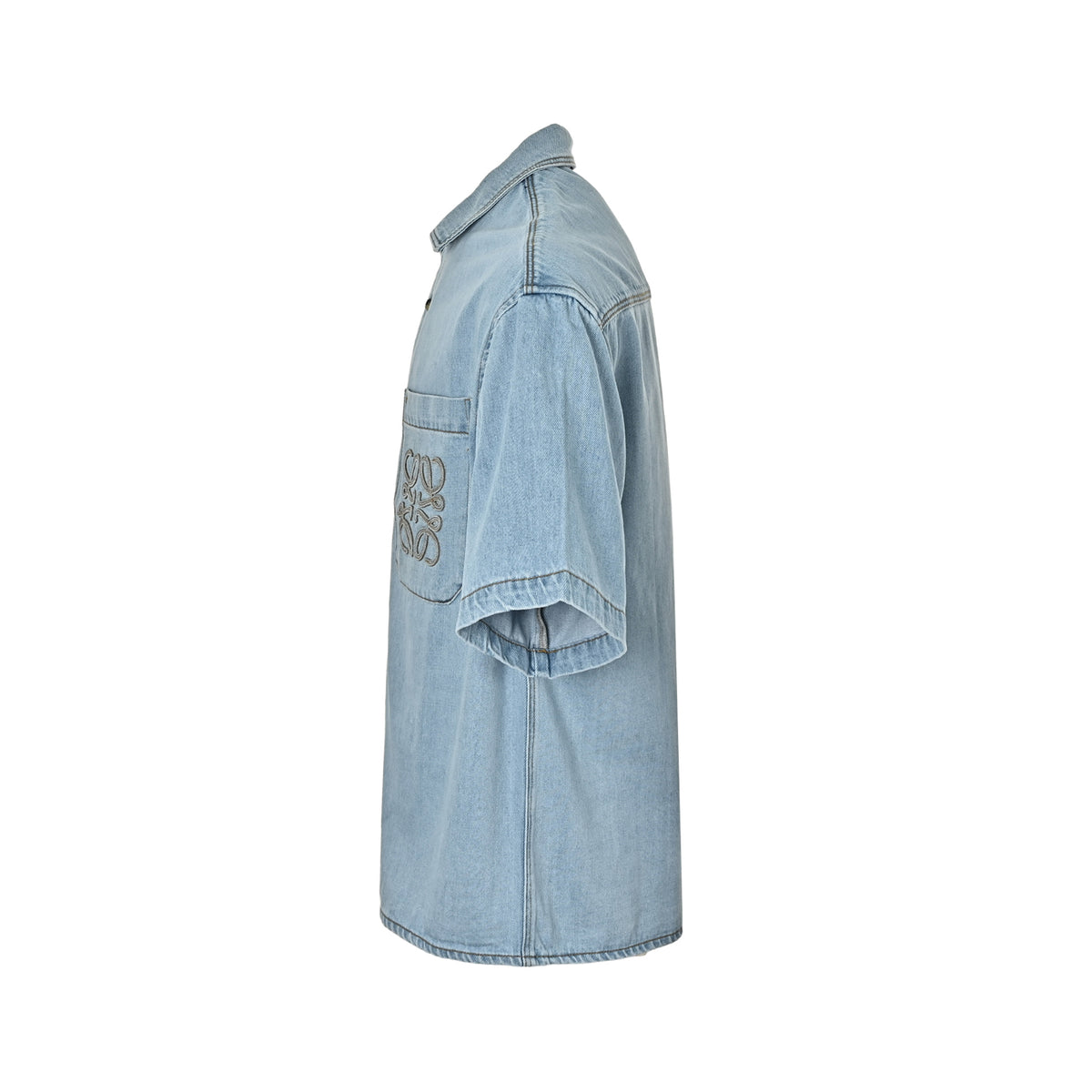 Loewe/Luo Yiwei embroidered denim short-sleeved shirt