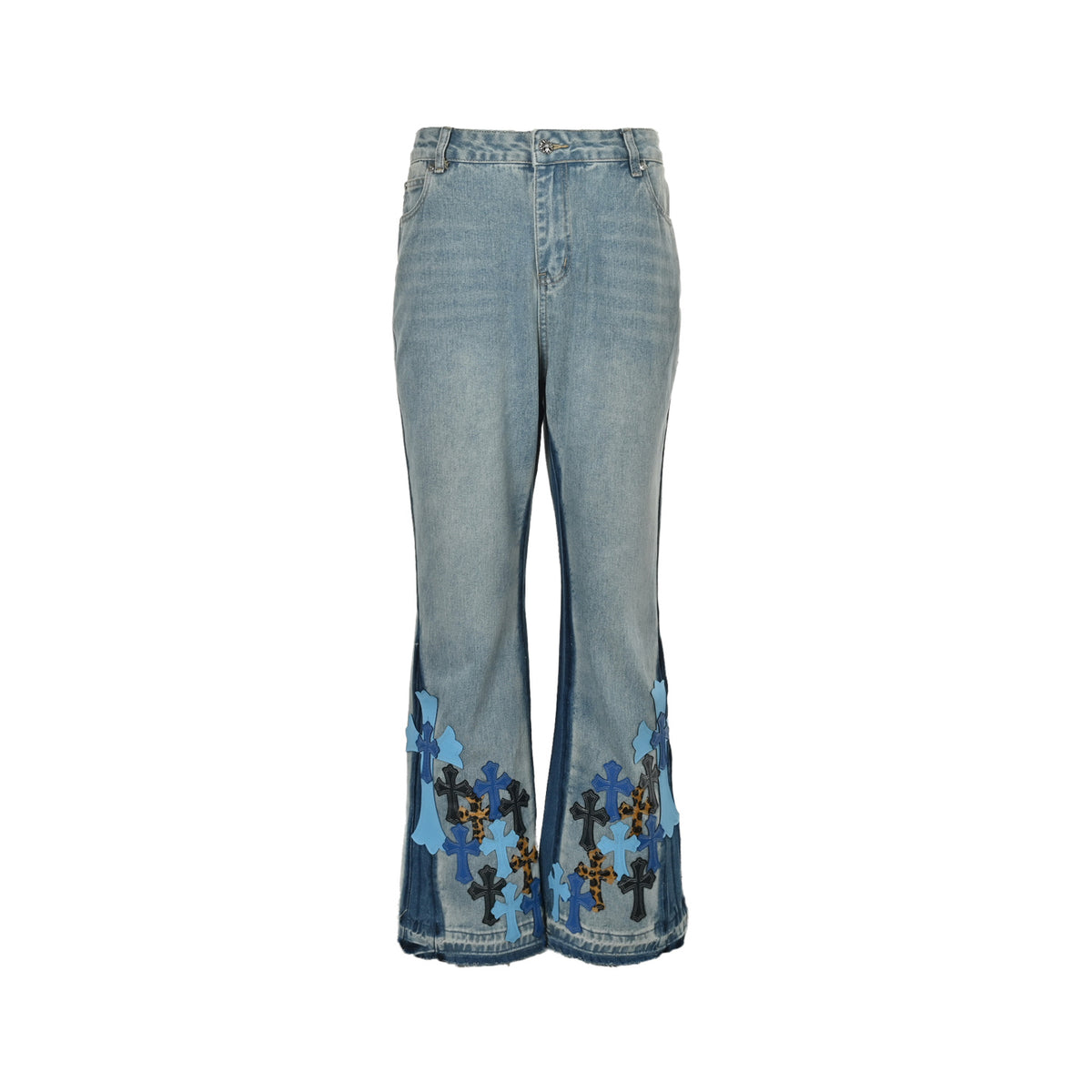 Chrome Hearts/Chrome Heart cross patch embroidered washed jeans