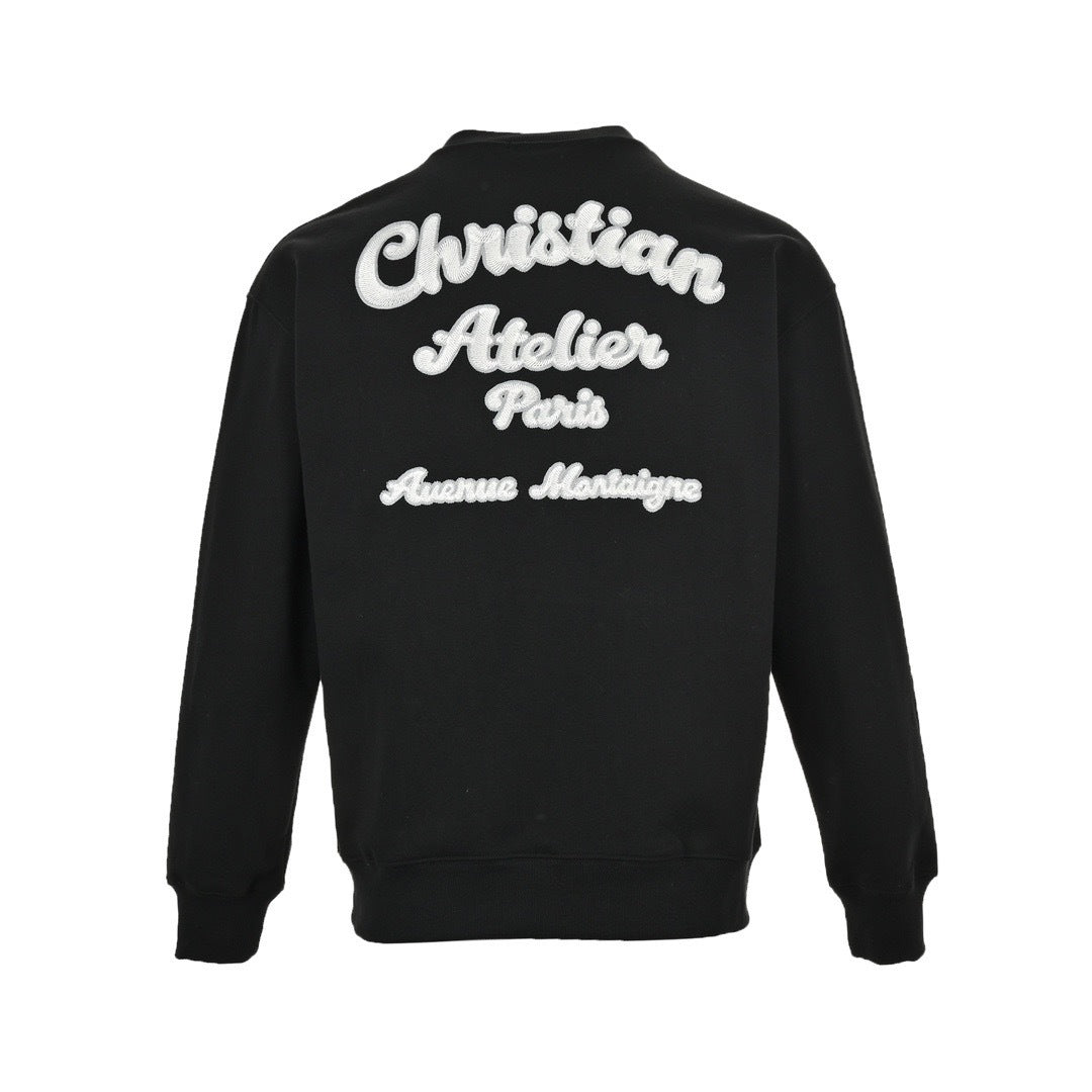 Dior 23Fw front and back signature letter embroidered crew neck sweatshirt
