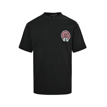 Chrome Hearts/Chrome Heart Heavy Industry Sanskrit Scroll Embroidered Short Sleeves