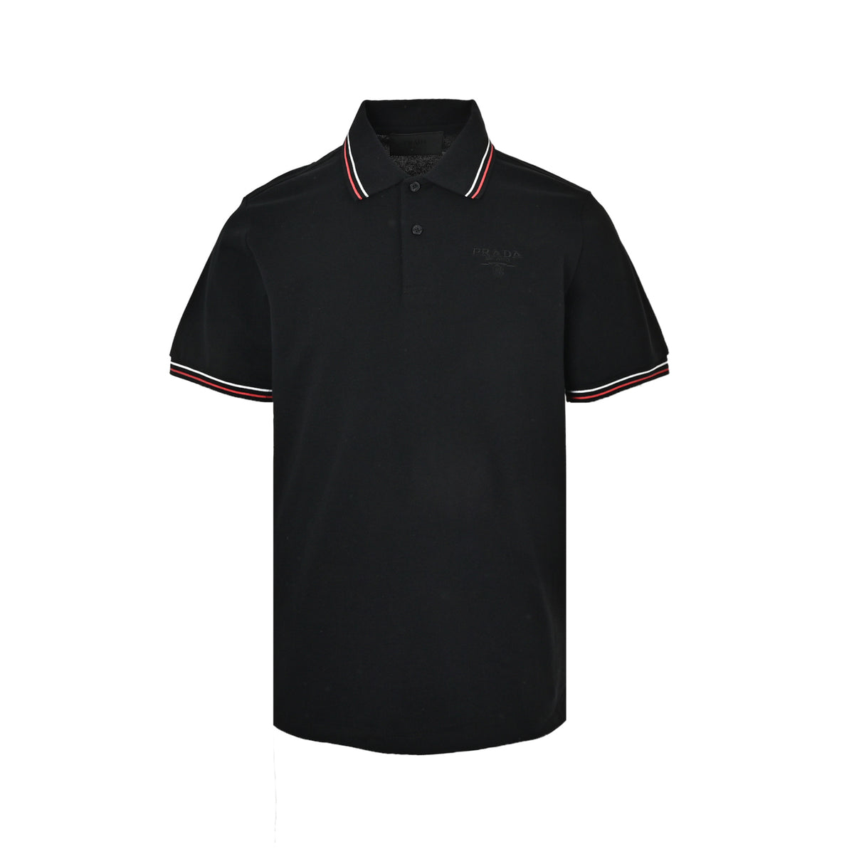 Prada Contrast Stripe Chest Embroidery Polo Short Sleeves