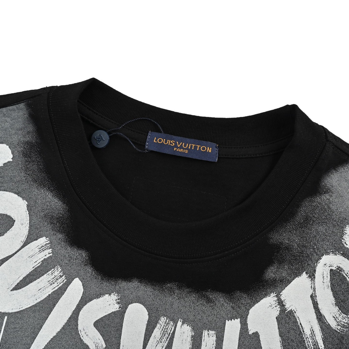 Louis Vuitton 25ss collar graffiti letter print short sleeves