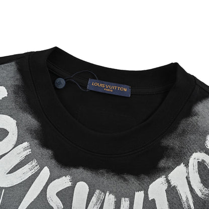 Louis Vuitton 25ss collar graffiti letter print short sleeves