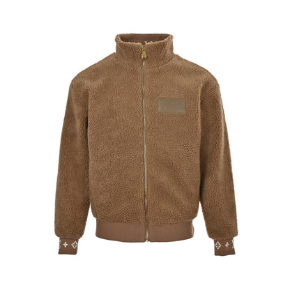 Louis Vuitton 24Fw leather sherpa stand collar jacket