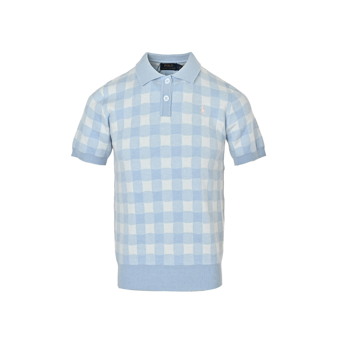 Ralph Lauren plaid jacquard knitted Polo short sleeves