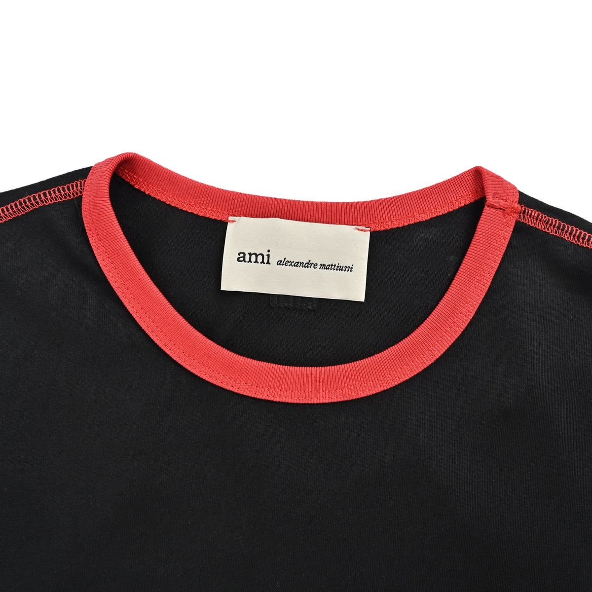 Ami Paris contrast stitching heart embroidered short sleeves