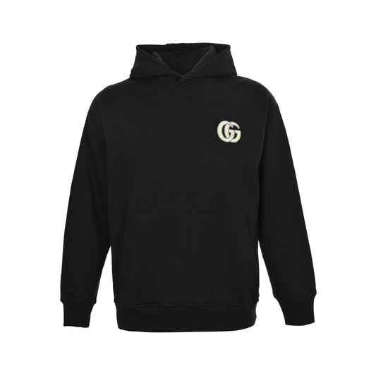 Gucci 25Fw simple double G embroidered hooded sweatshirt