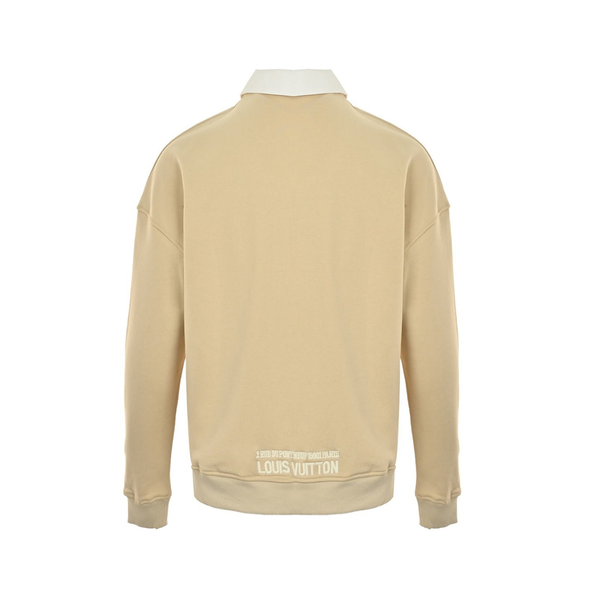 Louis Vuitton 25Fw letter embroidered white lapel half-zip sweatshirt