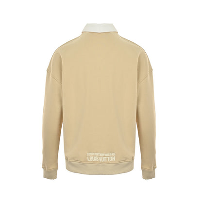 Louis Vuitton 25Fw letter embroidered white lapel half-zip sweatshirt